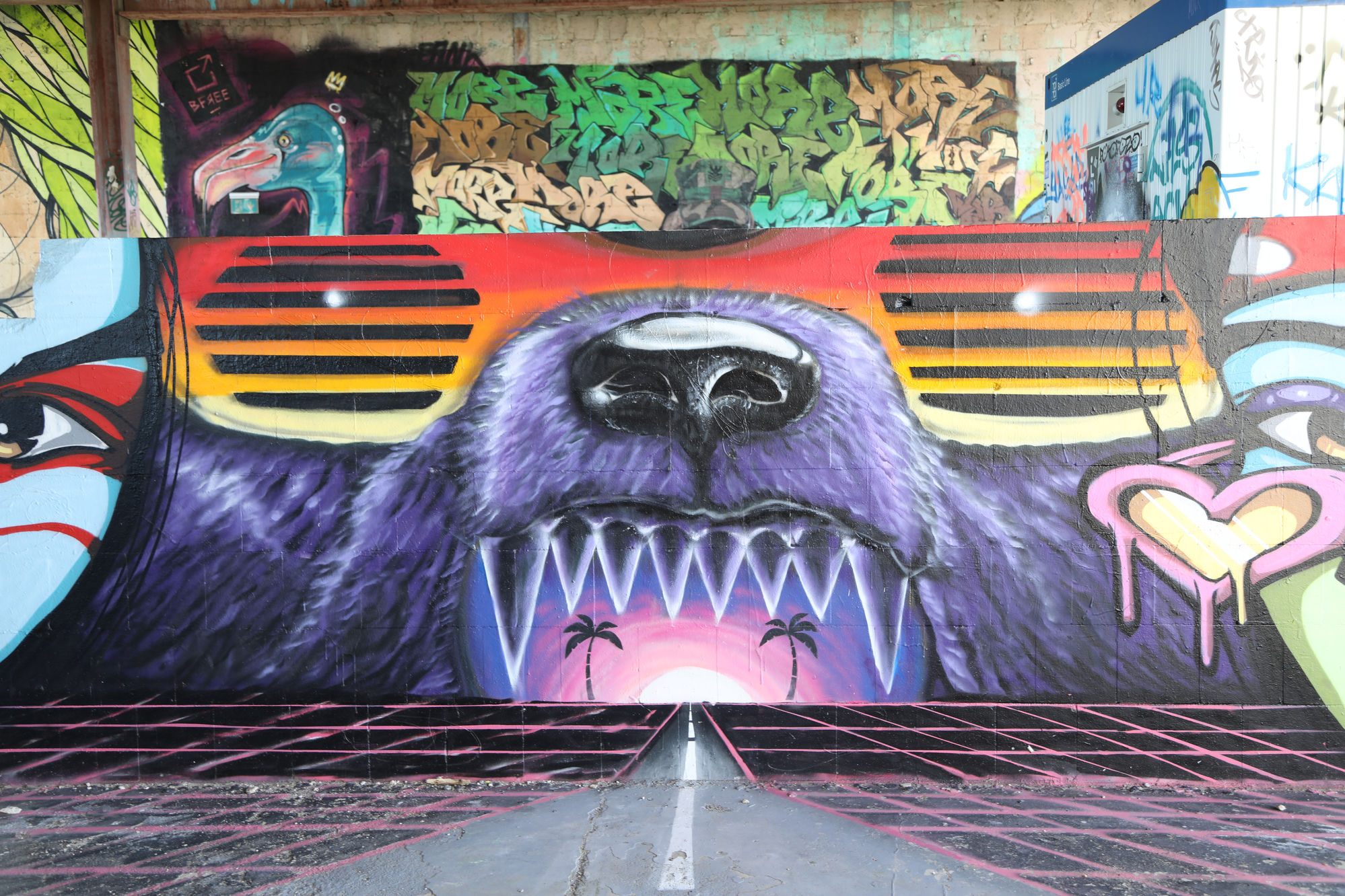 Graffiti mural of a bear at the team's Berlin spot